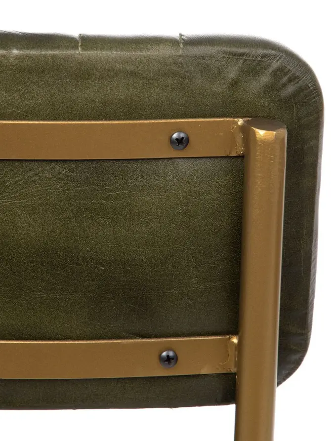 Krzesło LUMBAR w obiciu ze skóry bawolej zielone 46x52x78 cm