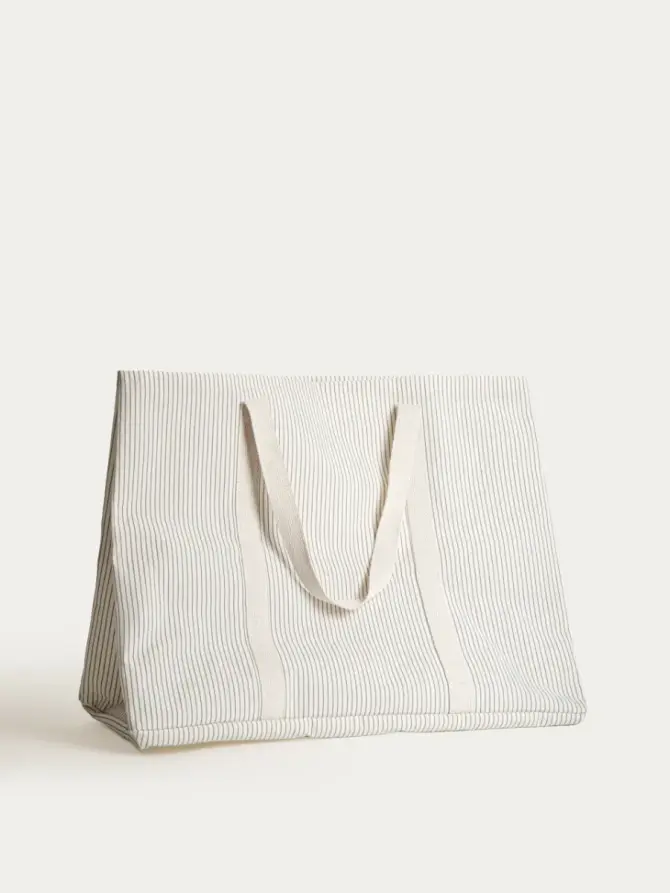 Torba na pranie REVLO w szare pasy 59x30x45 cm