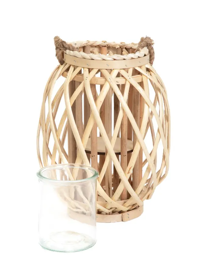 Lampion LAGGE pleciony naturalny wysoki 23x30 cm