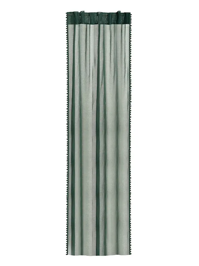 Firanka ADI z pomponikami zielona 140x250 cm