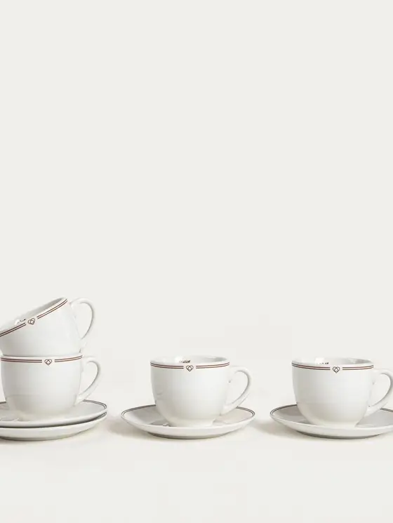 Zestaw filiżanek ze spodkiem PATISSERIE porcelanowych dużych, 0,25 l 4 szt.