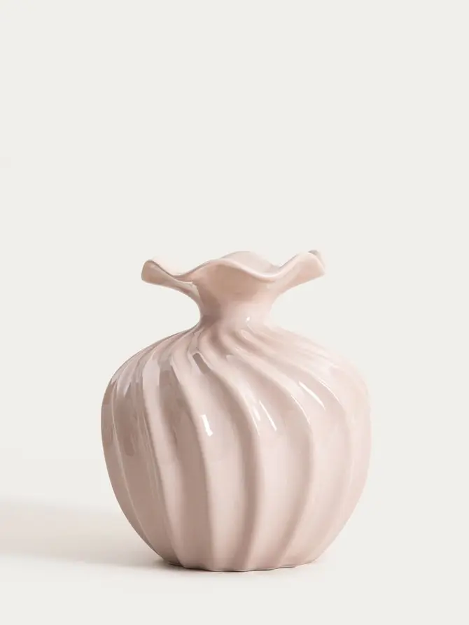 Wazon AURELIA z falista górą beżowy 16,5x16,5x19 cm