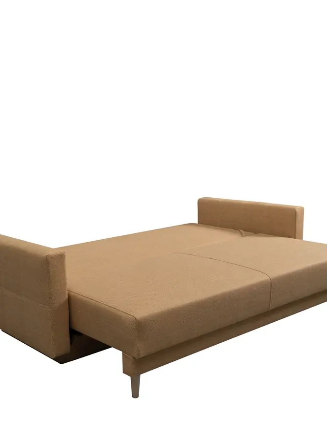 Sofa MAGNUS musztardowa z funkcją spania i pojemnikiem na pościel 216x85x91 cm