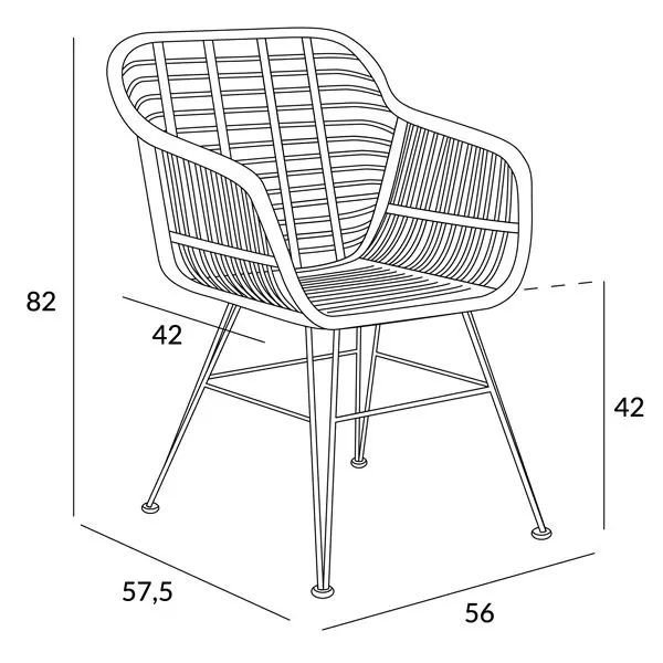 Krzesło JARDIN plecione czarne 57x62x81 cm