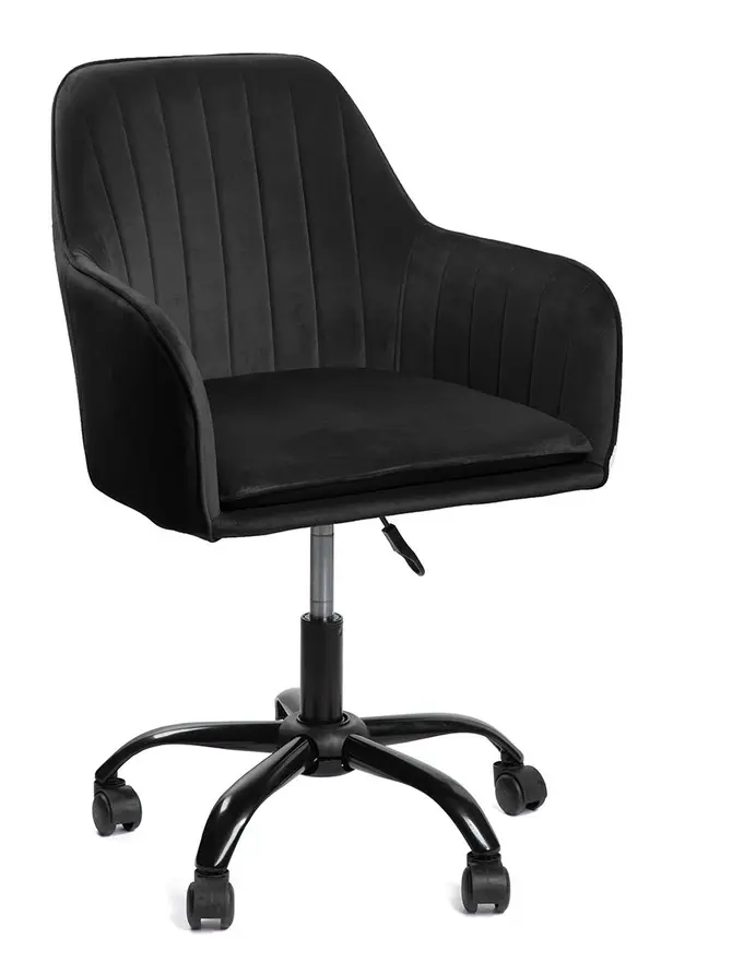 Fotel TEILL welurowy obrotowy czarny 56x58x81-91 cm