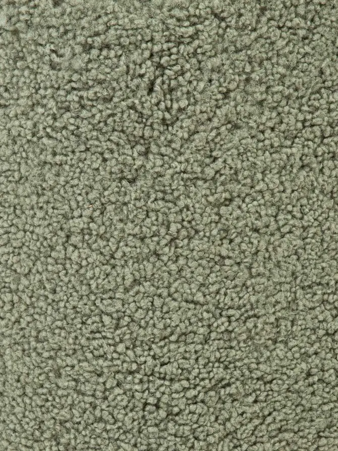 Pufa ALDA oliwkowa w tkaninie TEDDY BOUCLÉ 50x40x44 cm