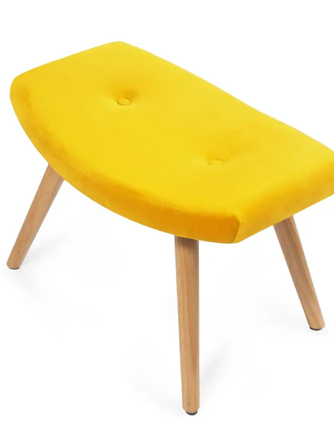 Podnóżek MOSS welurowy żółty 61x41x38 cm