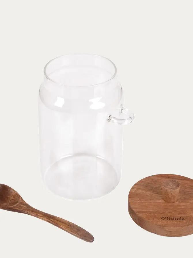 Pojemnik CARLOS szklany z akacjową łyżeczką 0,9 l