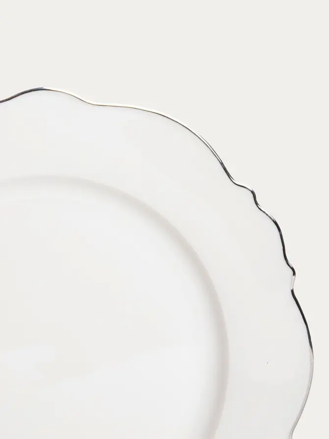 Talerz ELORIA porcelanowy obiadowy ze srebrnym rantem 27 cm