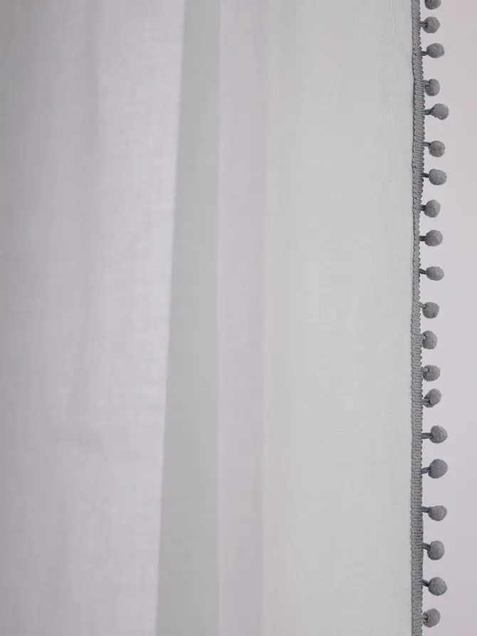 Firanka ADI z pomponikami szara 140x250 cm