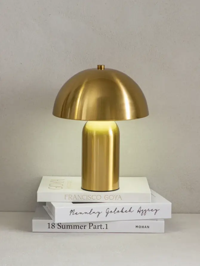 Lampka stołowa AUREX retro kopuła złota 20x20x24,5 cm