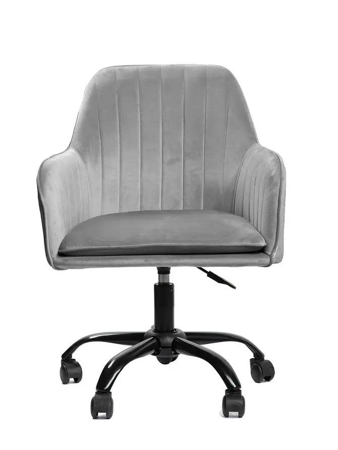 Fotel TEILL welurowy obrotowy szary 56x58x81-91 cm