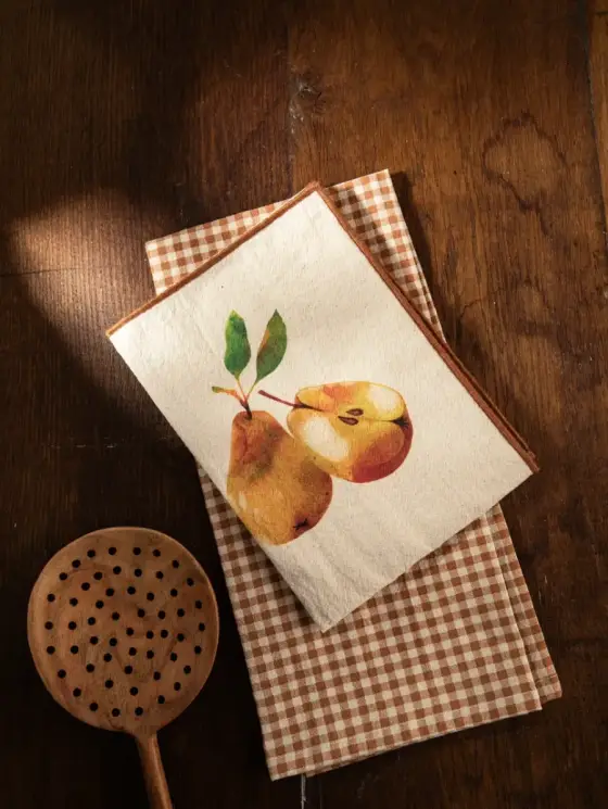 Zestaw ścierek kuchennych SKORD bawełnianych ze wzorem gruszki 2*45x65 cm