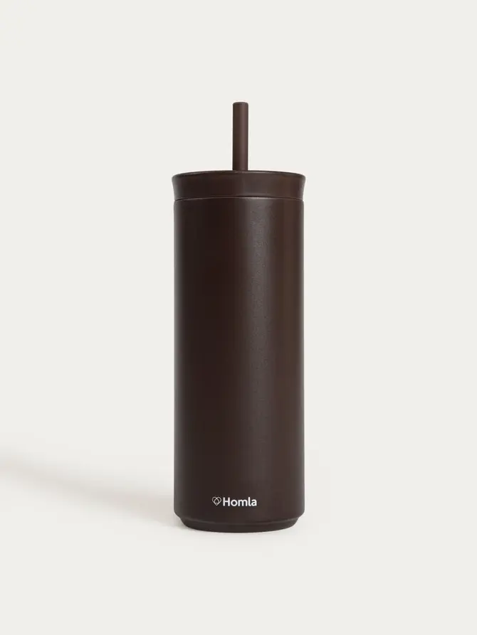 Kubek termiczny COCOA ze słomką brązowy 500 ml