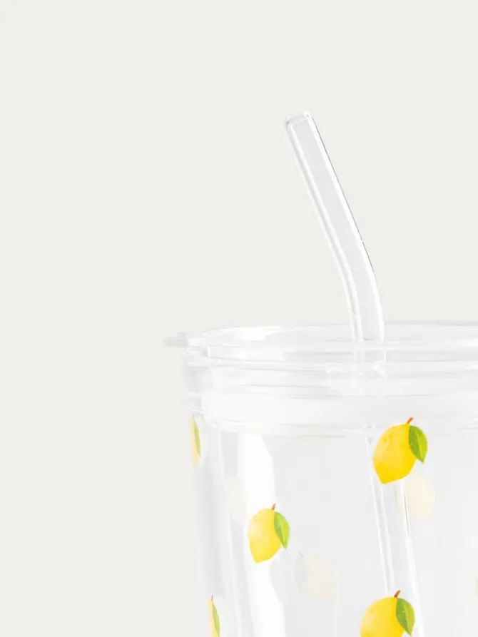 Szklanka EMBO SUMMER ze słomką w cytrynki 0,4 l