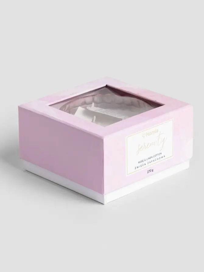 Świeca zapachowa SERENITY Rose & Linen Cotton 270 g