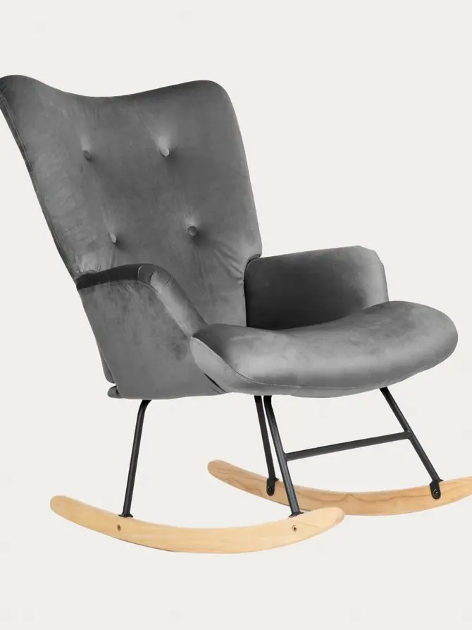 Fotel B2 MOSS PLUS 2w1 welurowy szary 70x55x95 cm/72x73x92 cm