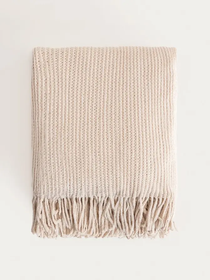 Koc CHENILLE szenilowy ecru 130x170 cm