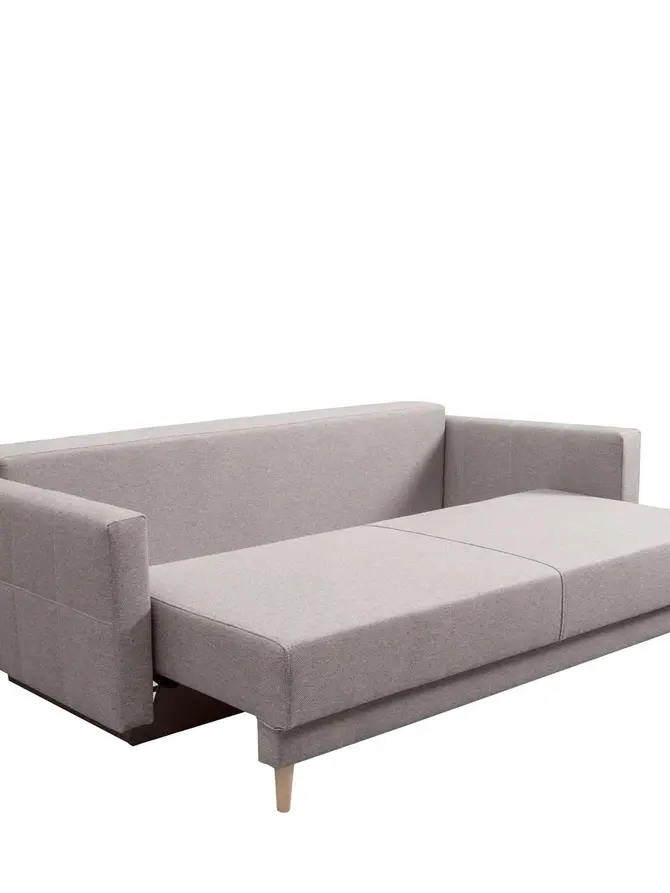 Sofa MAGNUS beżowa z funkcją spania i pojemnikiem na pościel 216x85x91 cm