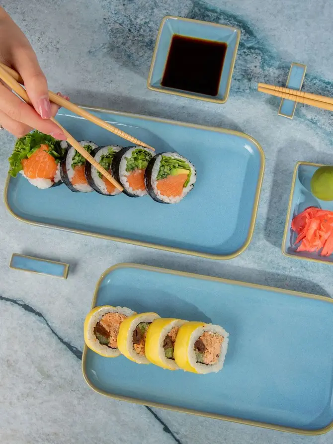 Zestaw do sushi OKINAWA dla 2 osób turkusowy 8 el