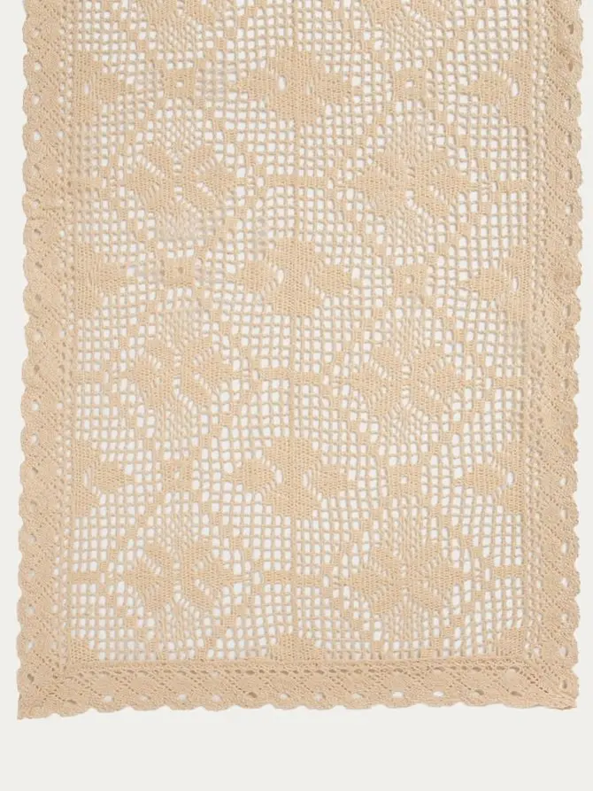 Bieżnik CROCHET szydełkowy beżowy 40x160 cm