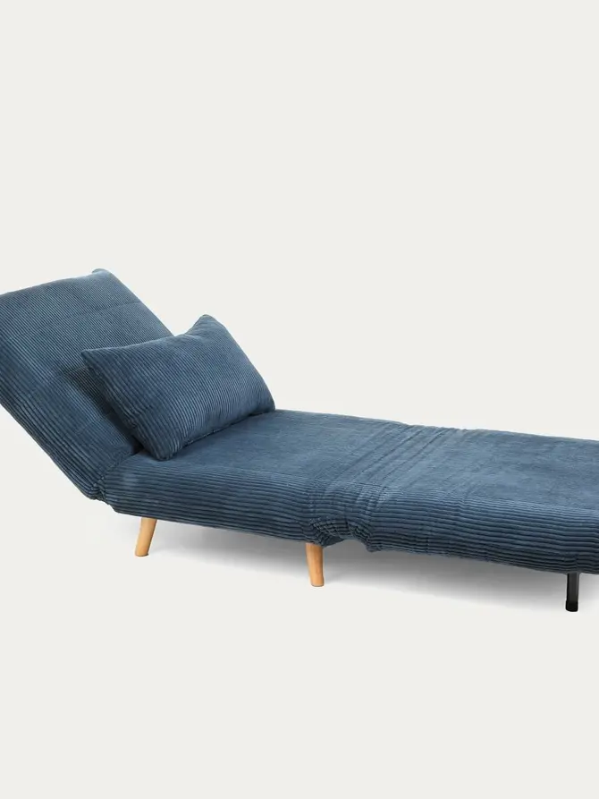 Sofa SOLACE 1-osobowa, z funkcją spania sztruksowa granatowa 83x91x84 cm