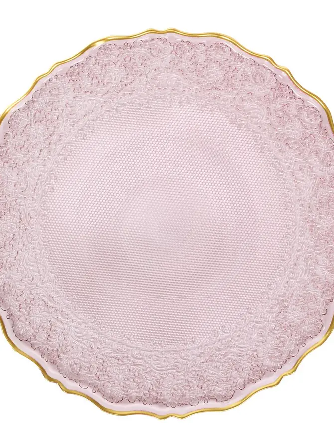 Talerz LISALA różowy ze złotą obwódką 28 cm