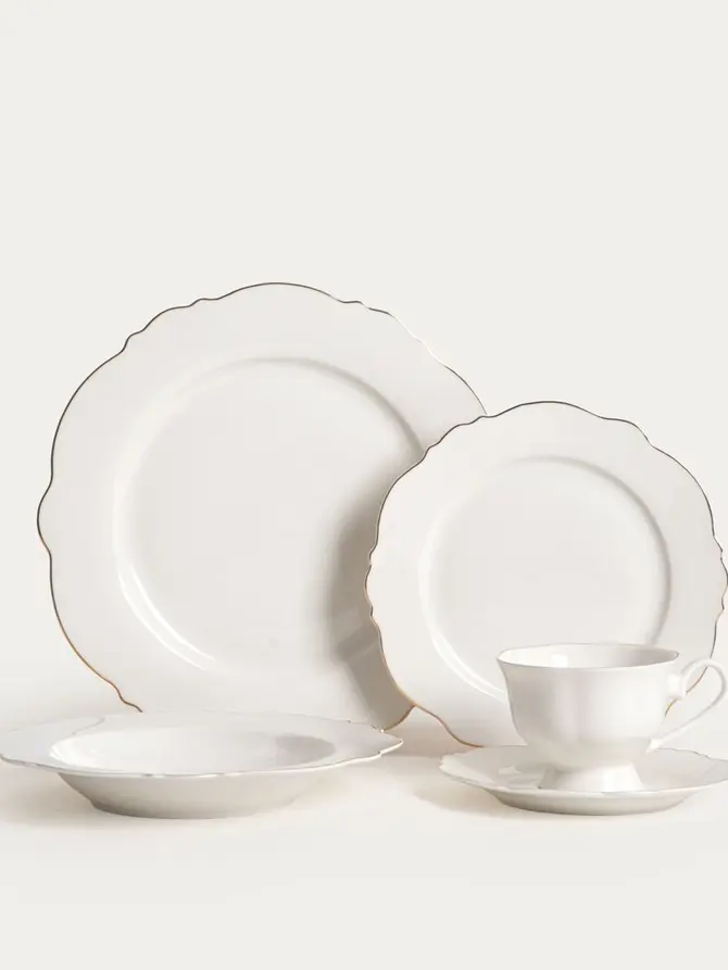 Filiżanka ze spodkiem ELORIA porcelanowa ze złotym rantem 0,2 l