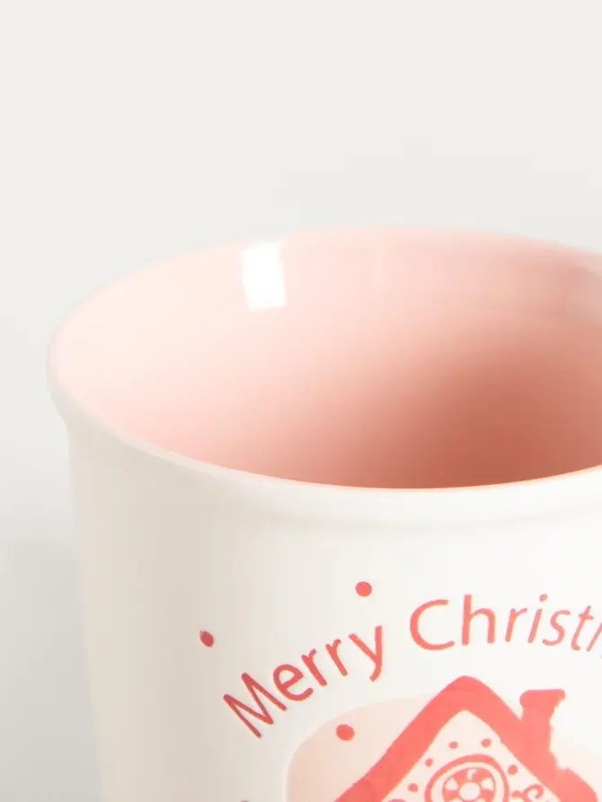 Zestaw kubków GLIMSY porcelanowych z różowym uchem 2 szt. 0,3 l