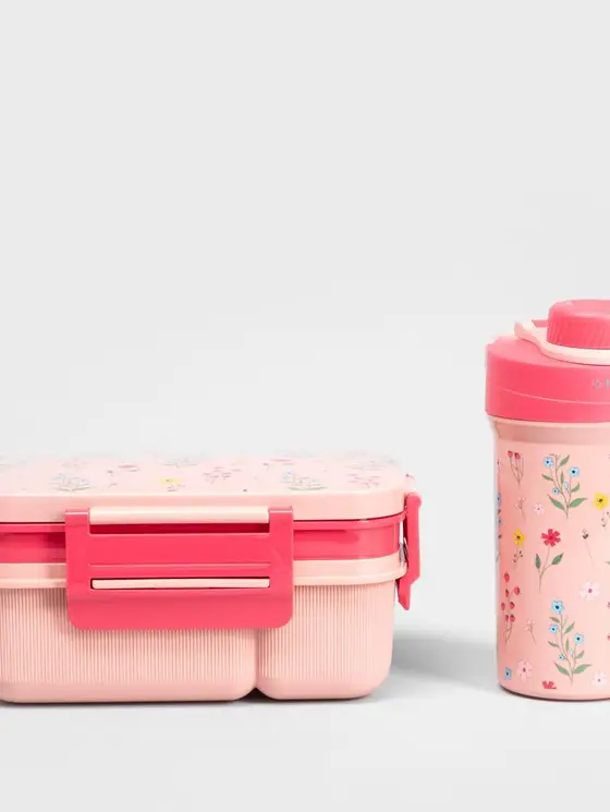 Zestaw lunchbox B2 LUSY różowy z kubkiem 1,8l + 0,5l