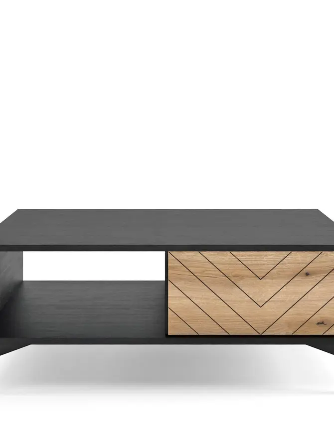 Ława DIAMOND czarny korpus z dekorem dąb evoke na frontach 103,5x39,7x68 cm