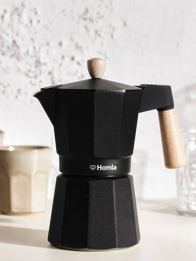 Kawiarka MIA MOKKA czarna z drewnianym uchwytem 6 cups