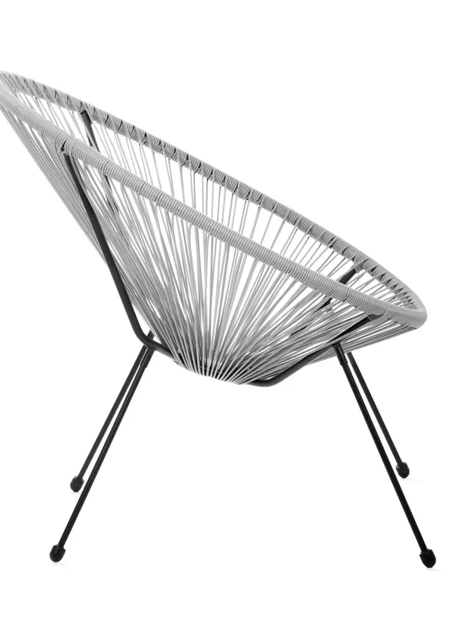 Fotel ACAPULCO z okrągłej linki technorattan jasnoszary 72x79x85 cm