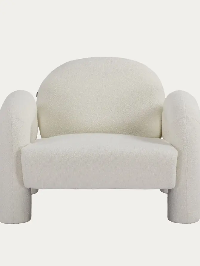 Fotel SEDIA ecru w tkaninie TEDDY BOUCLÉ 95x88x70 cm