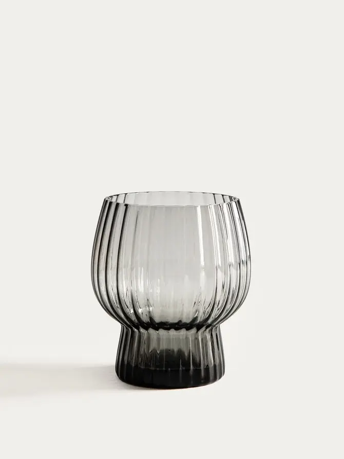 Szklanka AZERA ryflowana szara niska 0,4 l
