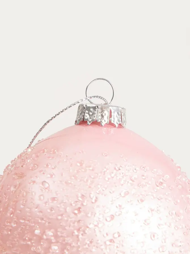 Bombka FJER mrożone szkło, różowa 8 cm
