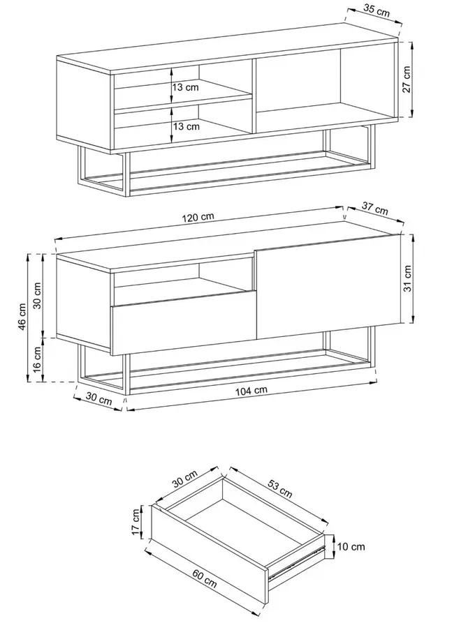 Szafka RTV ENJOY naturalna 120x37x47 cm