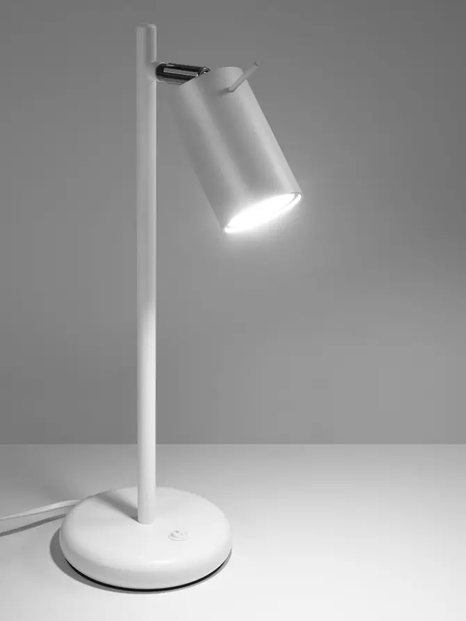 Lampa stołowa RING metalowa biała 43 cm