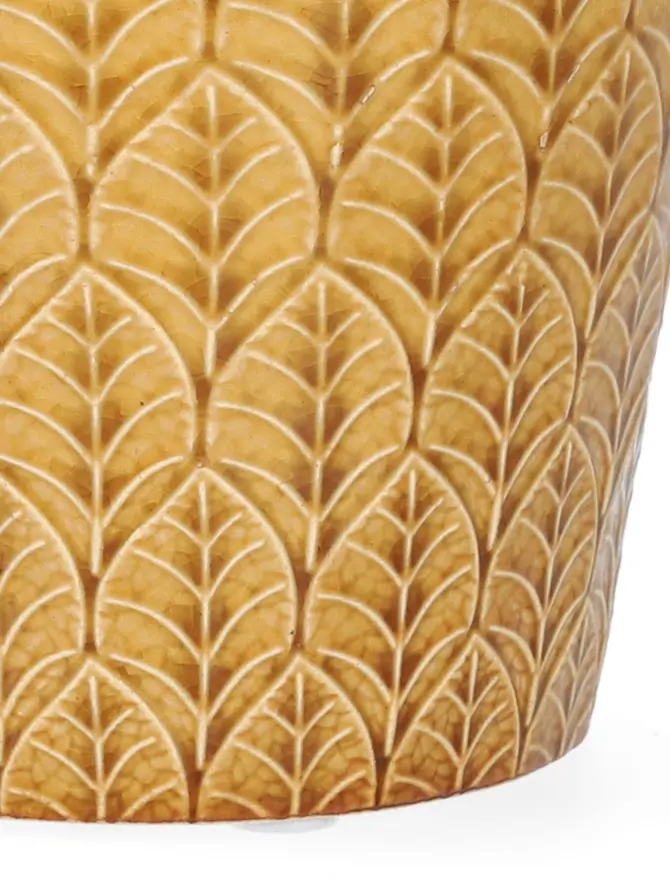 Osłonka na doniczkę SLANO ceramiczna musztardowa 13x13 cm