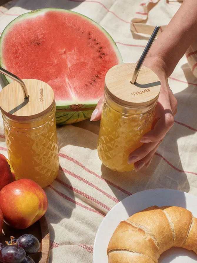 Szklanka JOCU SUMMER ze stalową słomką, 4 szt. 0,32 l