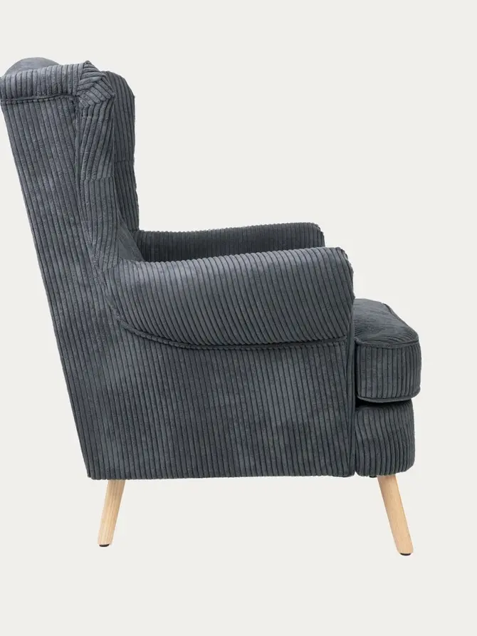 Fotel FOSSBY FASO sztruksowy szary 86x85x108 cm