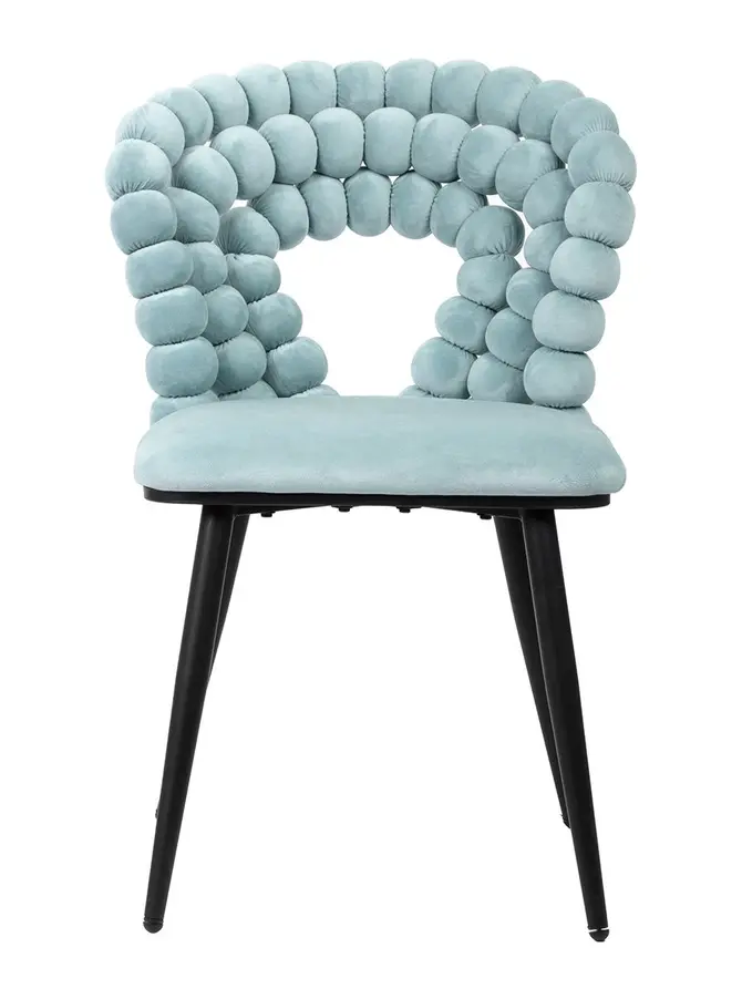 Krzesło BUBBLE VERSE welurowe turkusowe 48x65x81 cm