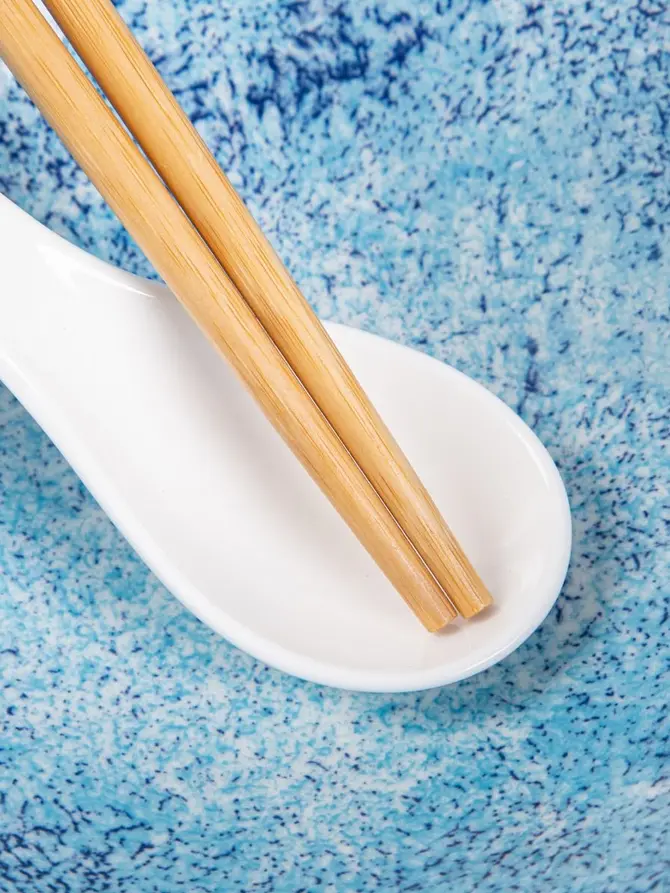 Zestaw do ramen SALADO niebieska z brązowym rantem 21 cm