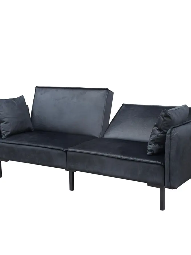 Sofa CANTO 3-osobowa, z funkcją spania, welurowa czarna 199x90x85 cm