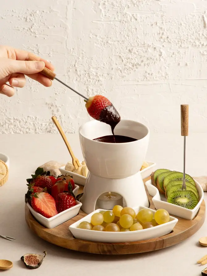 Zestaw do fondue MOOKA z obrotowa podstawką 27x13 cm