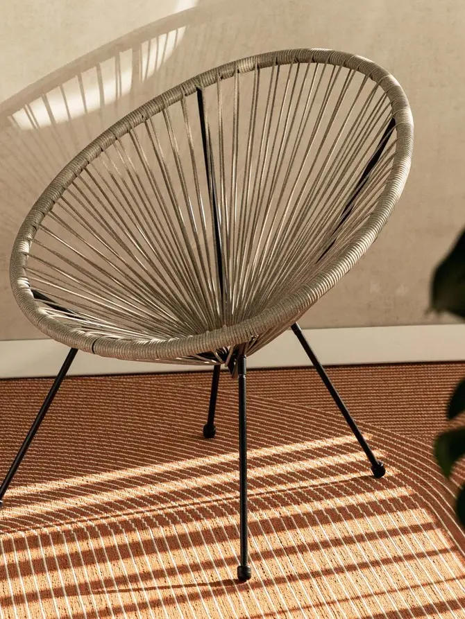 Fotel ACAPULCO TWIST z linki technorattan ze splotem twist szary 71x71x80 cm