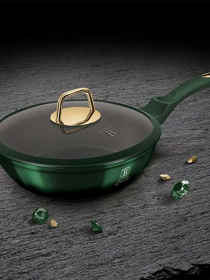 Patelnia EMERALD głęboka z pokrywką 24 cm