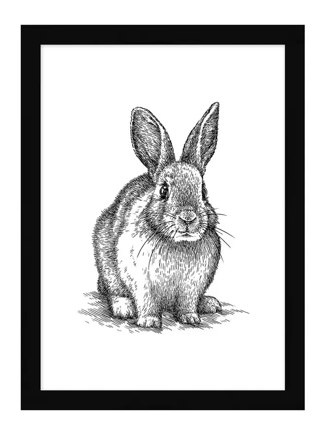 Obraz RABBIT czarny 21x29 cm