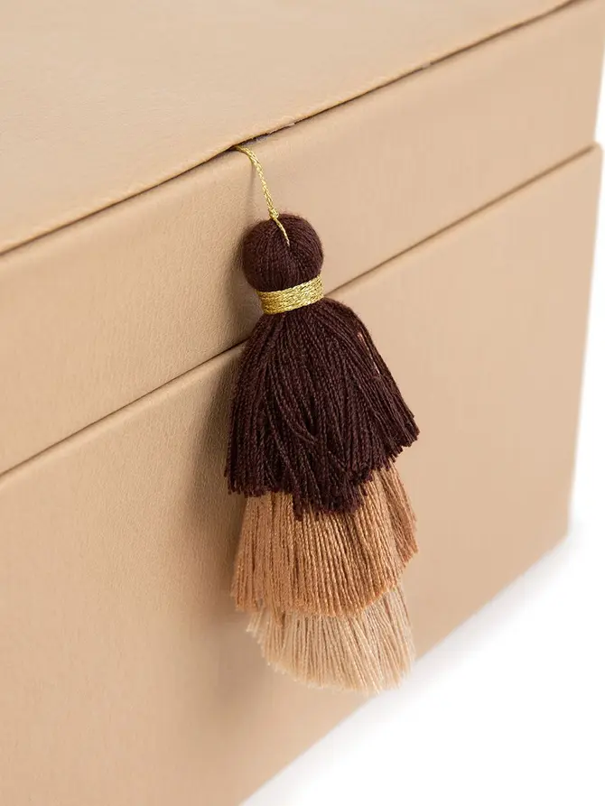 Szkatułka MELA z eko skóry taupe 23x16,5x12,5 cm