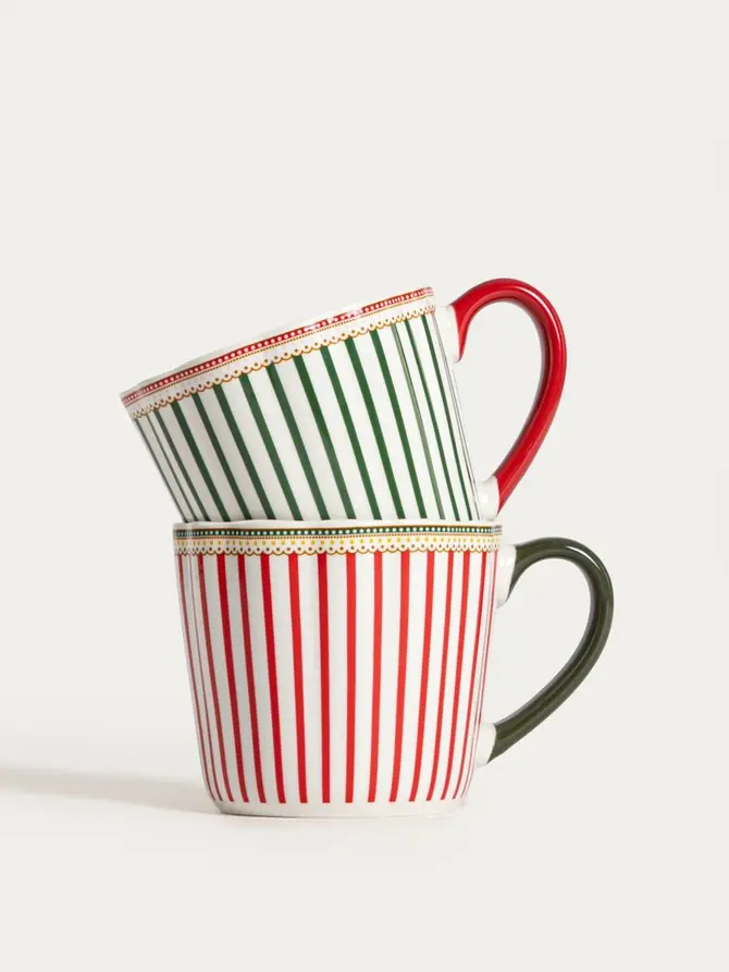 Kubek ABARIS porcelanowy w zielone paski 0,3 l
